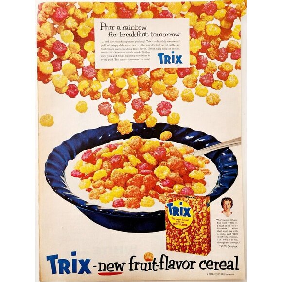 1956 Trix Cereal Rare Advertisement Breakfast Foods General Mills DWJJ11 - Picture 2 of 2